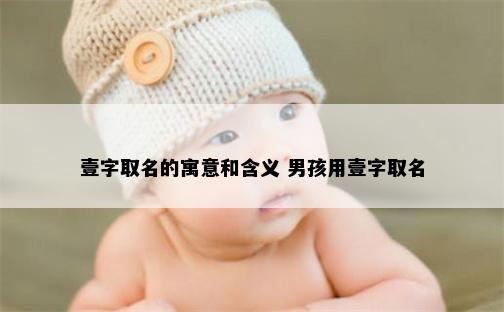 壹字取名的寓意和含义 男孩用壹字取名